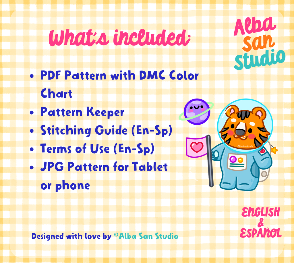 Tiger Space Adventure Cross Stitch Digital  Pattern