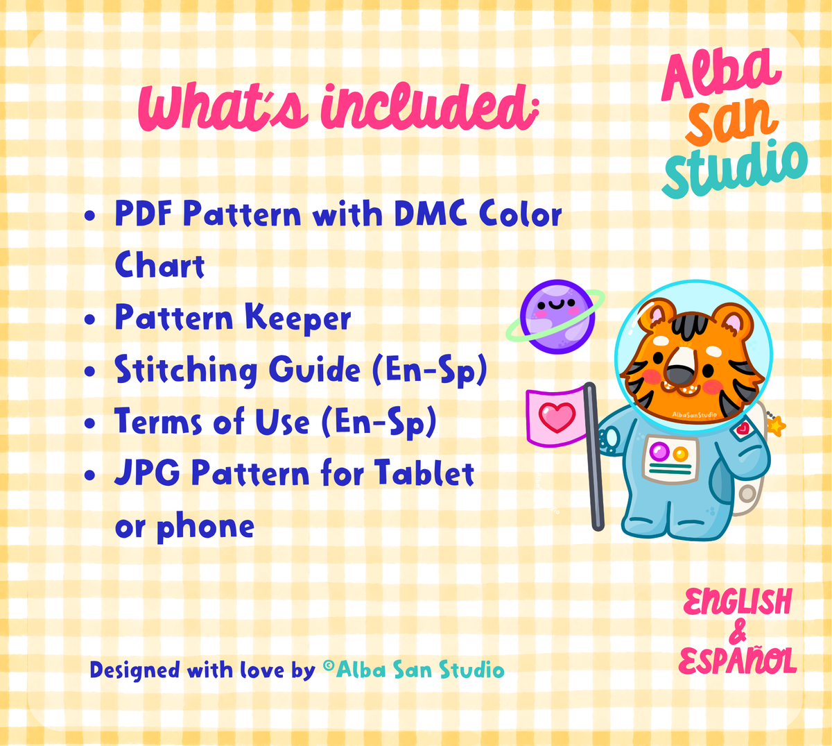 Tiger Space Adventure Cross Stitch Digital  Pattern