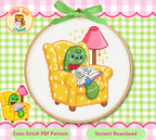 Gus the Bookworm Cross Stitch Digital Pattern