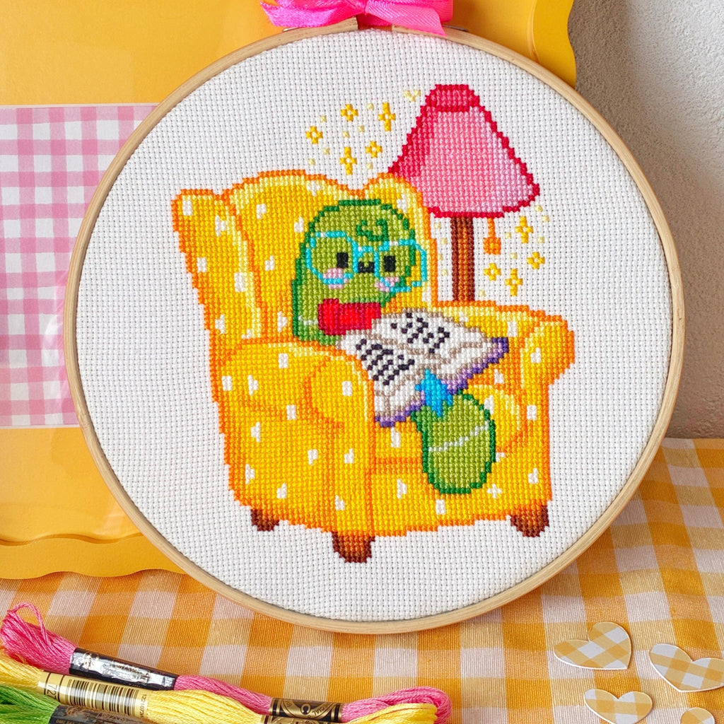 Gus the Bookworm Cross Stitch Digital Pattern