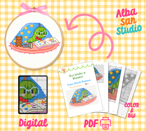 Bookworm Cross Stitch Digital Pattern