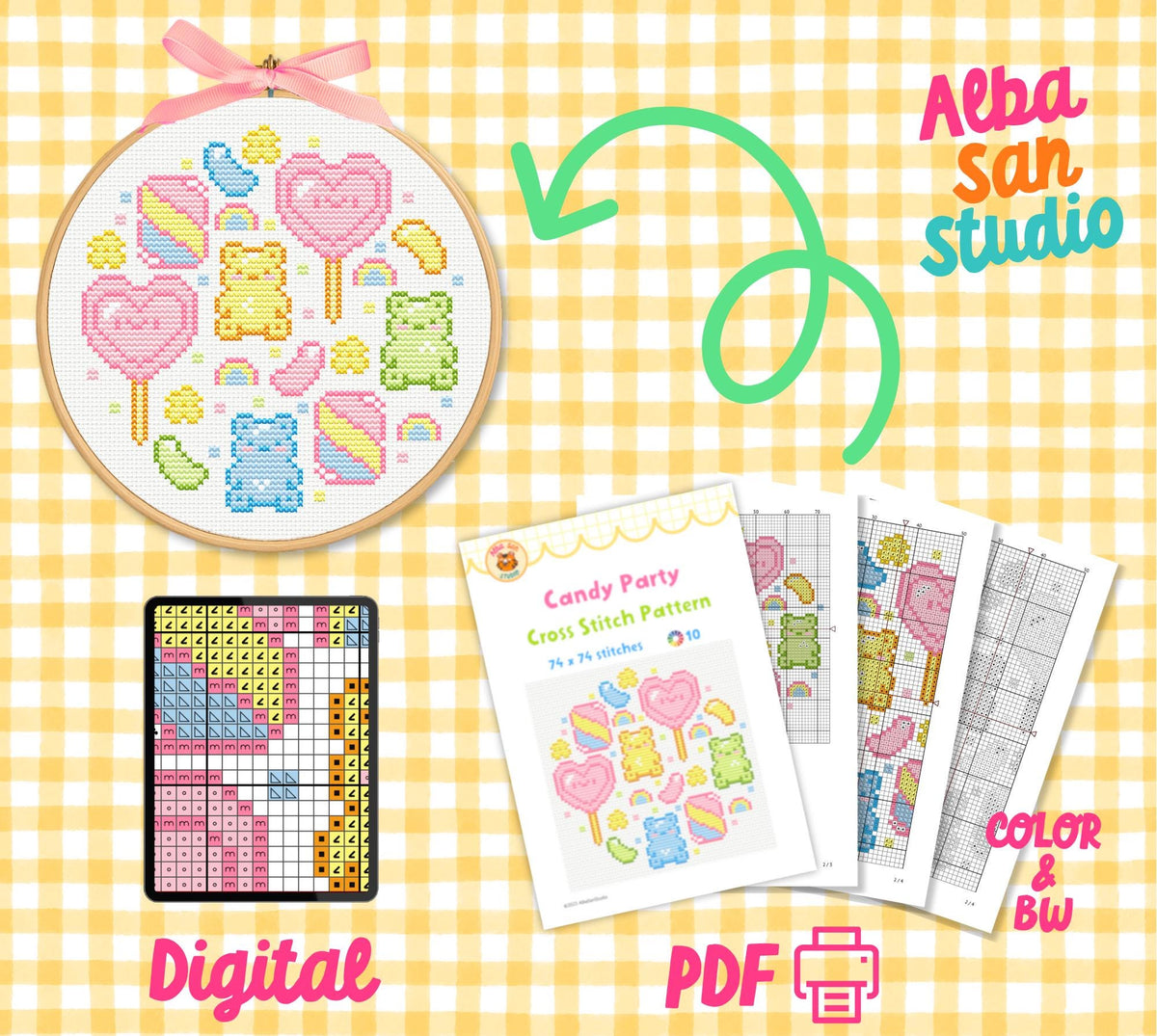 Candy Cross Stitch Digital Pattern