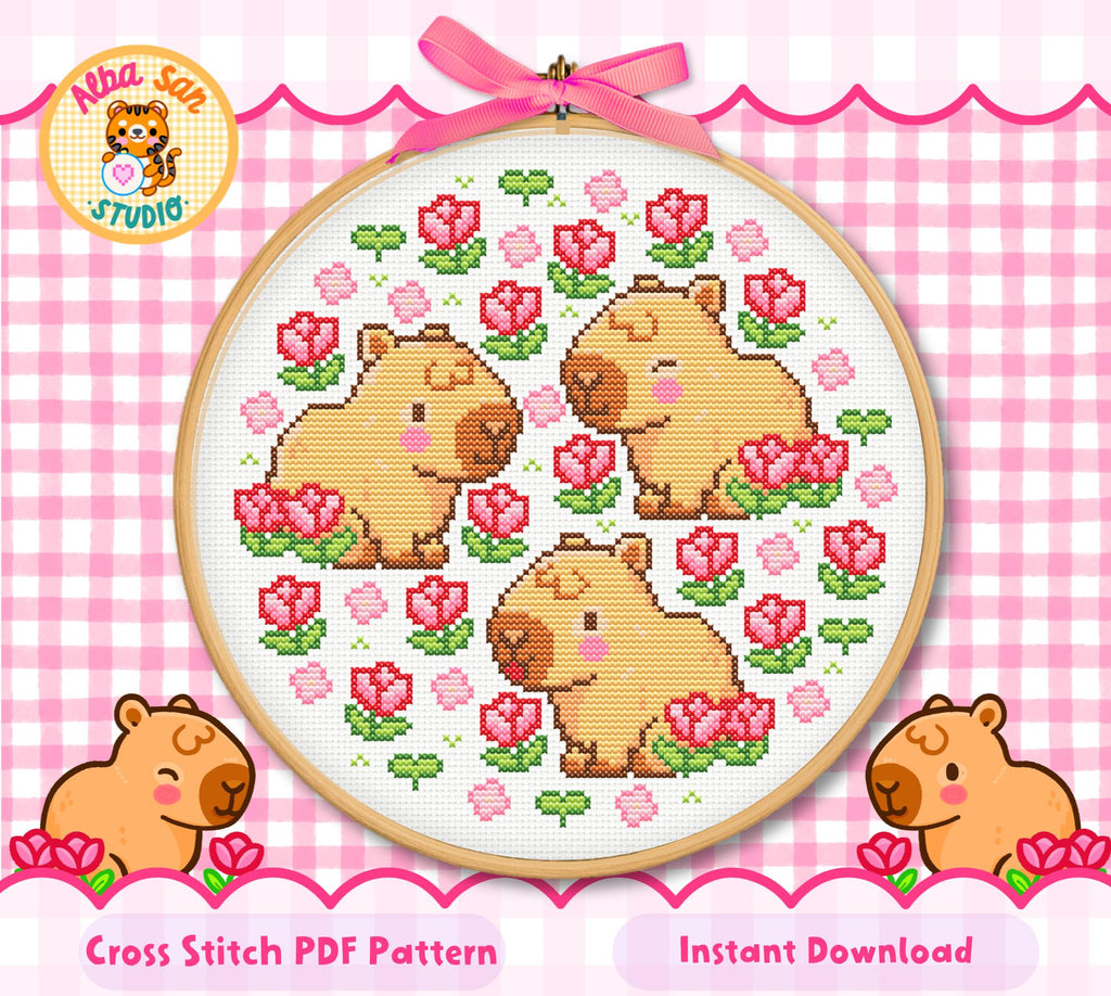 Capybara Cross Stitch Digital Pattern