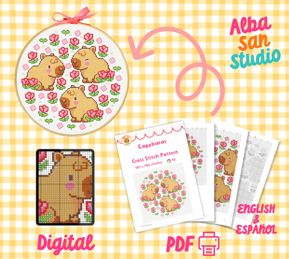 Capybara Cross Stitch Digital Pattern