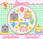 Clown Cats Cross Stitch Digital Pattern