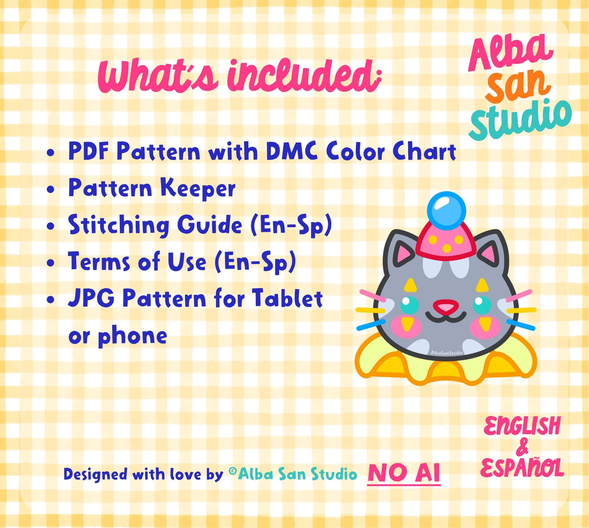 Clown Cats Cross Stitch Digital Pattern