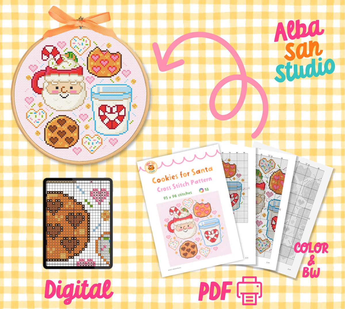 Cookies for Santa Cross Stitch Digital Pattern