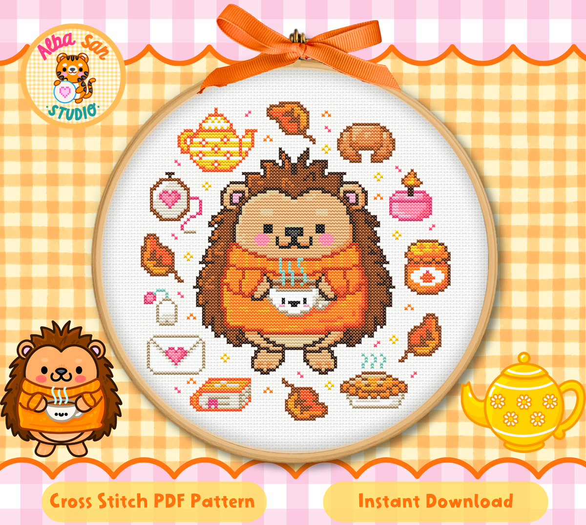 Hedgehog Cross Stitch Digital Pattern