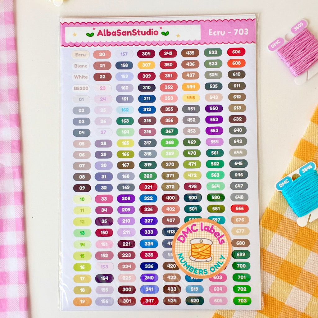 DMC Thread Labels for Floss Bobbins