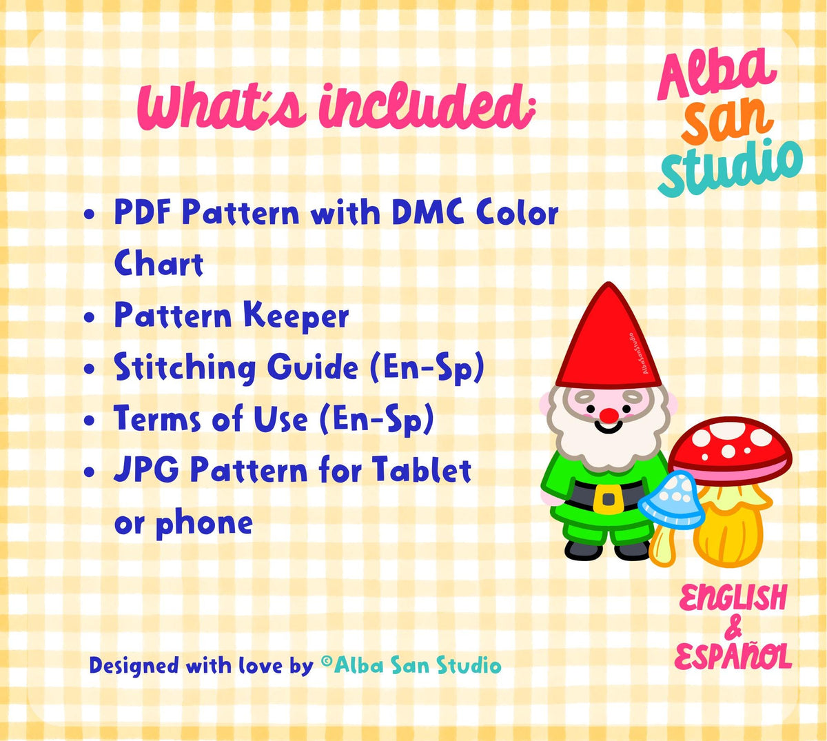 Garden Gnomes Cross Stitch Digital Pattern