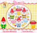Garden Gnomes Cross Stitch Digital Pattern