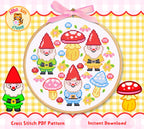Garden Gnomes Cross Stitch Digital Pattern