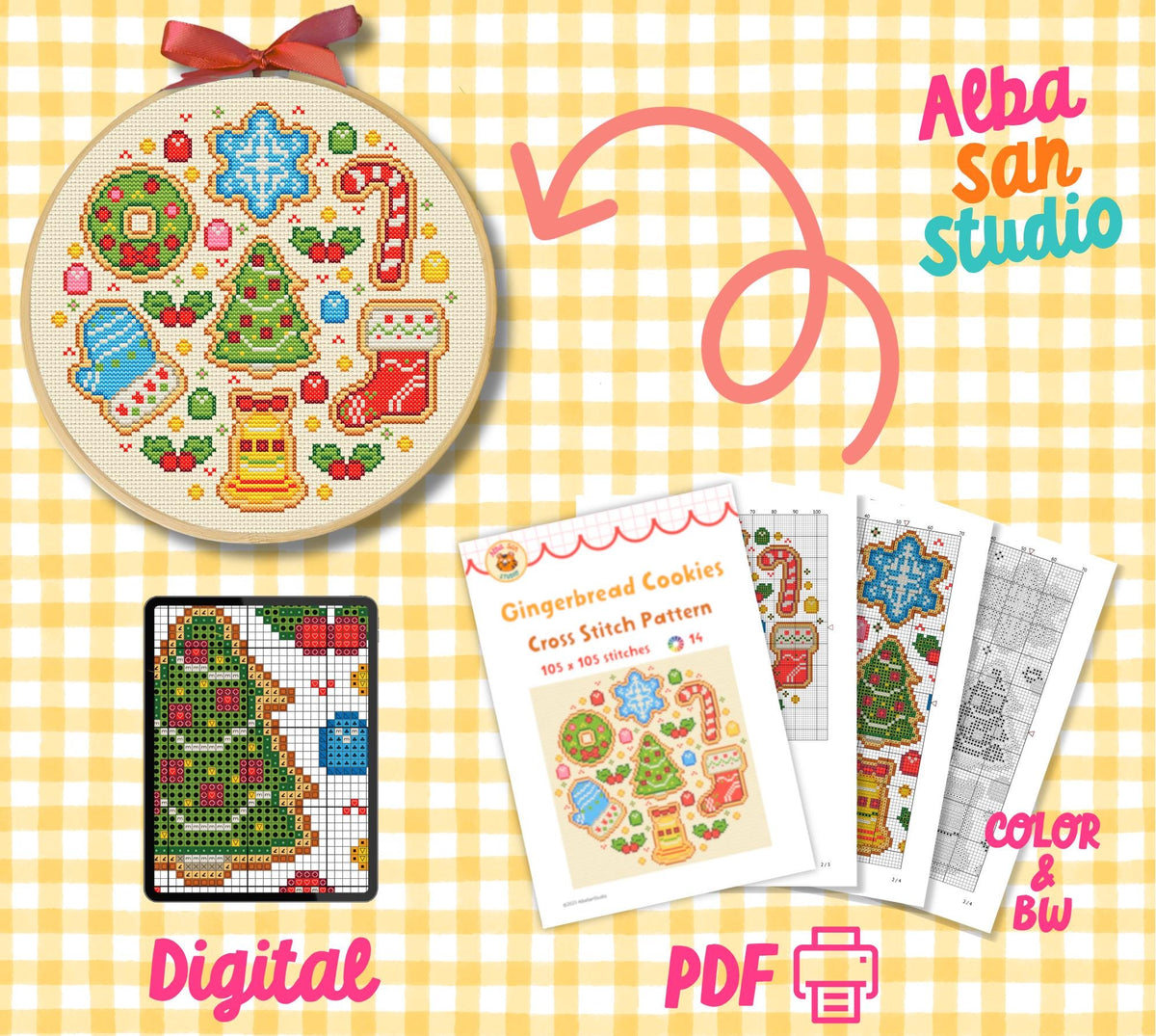 Gingerbread Cookies Stitch Digital Pattern