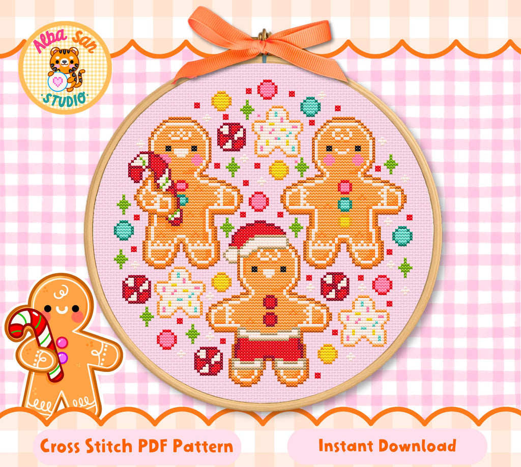 Gingerbread Man Cross Stitch Digital Pattern