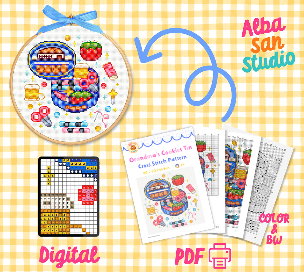 Grandma’s Butter Cookies Tin Cross Stitch Pattern