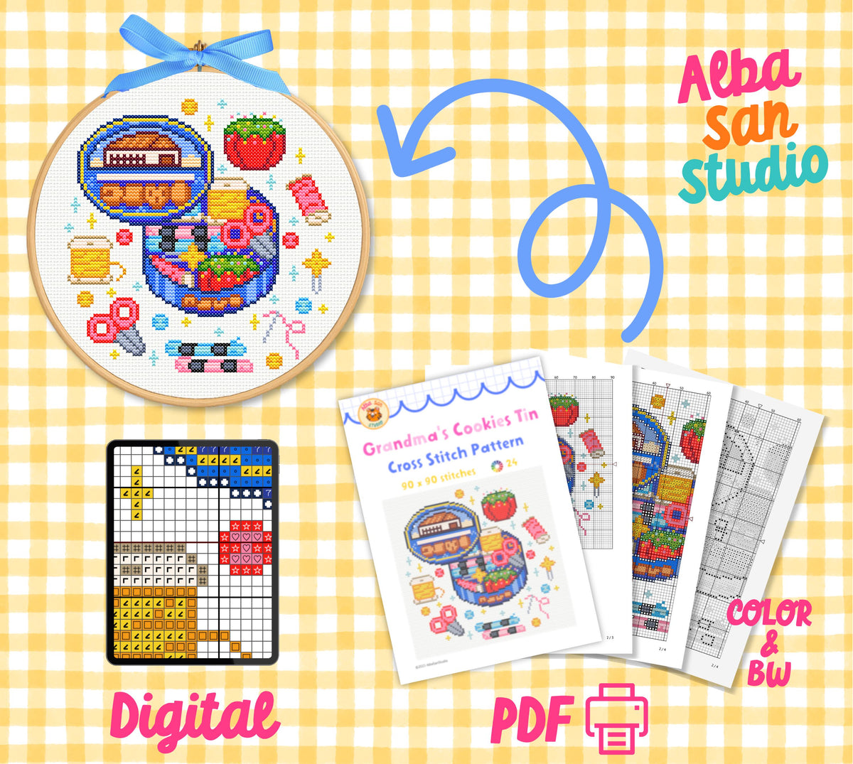 Grandma’s Butter Cookies Tin Cross Stitch Pattern