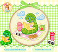 Gus the Bookworm Picnic Cross Stitch Digital Pattern