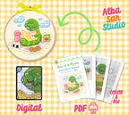 Gus the Bookworm Picnic Cross Stitch Digital Pattern