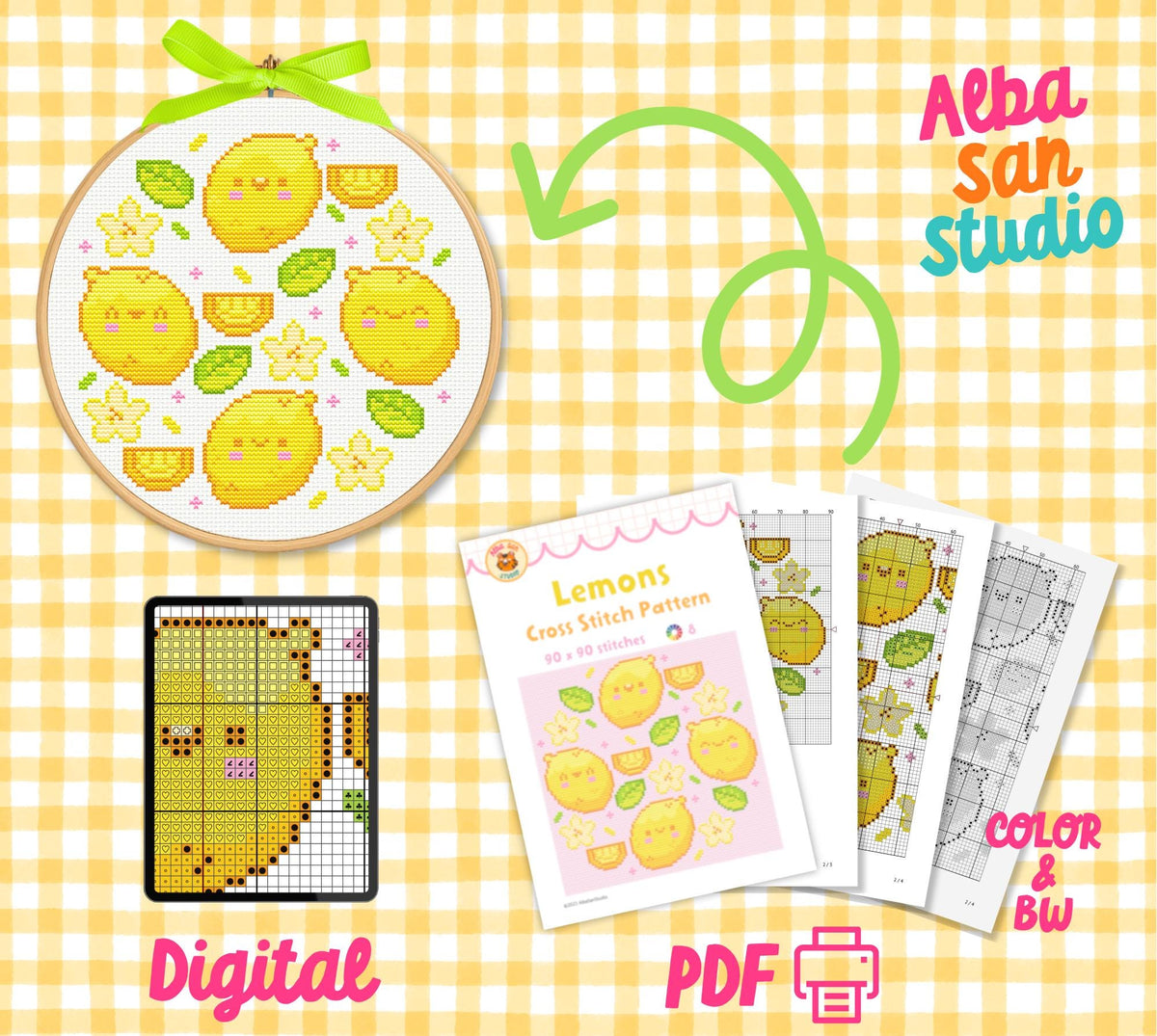 Lemon Cross Stitch Digital Pattern