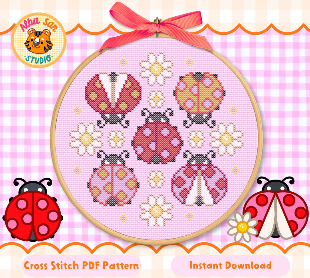 Ladybug Cross Stitch Digital Pattern