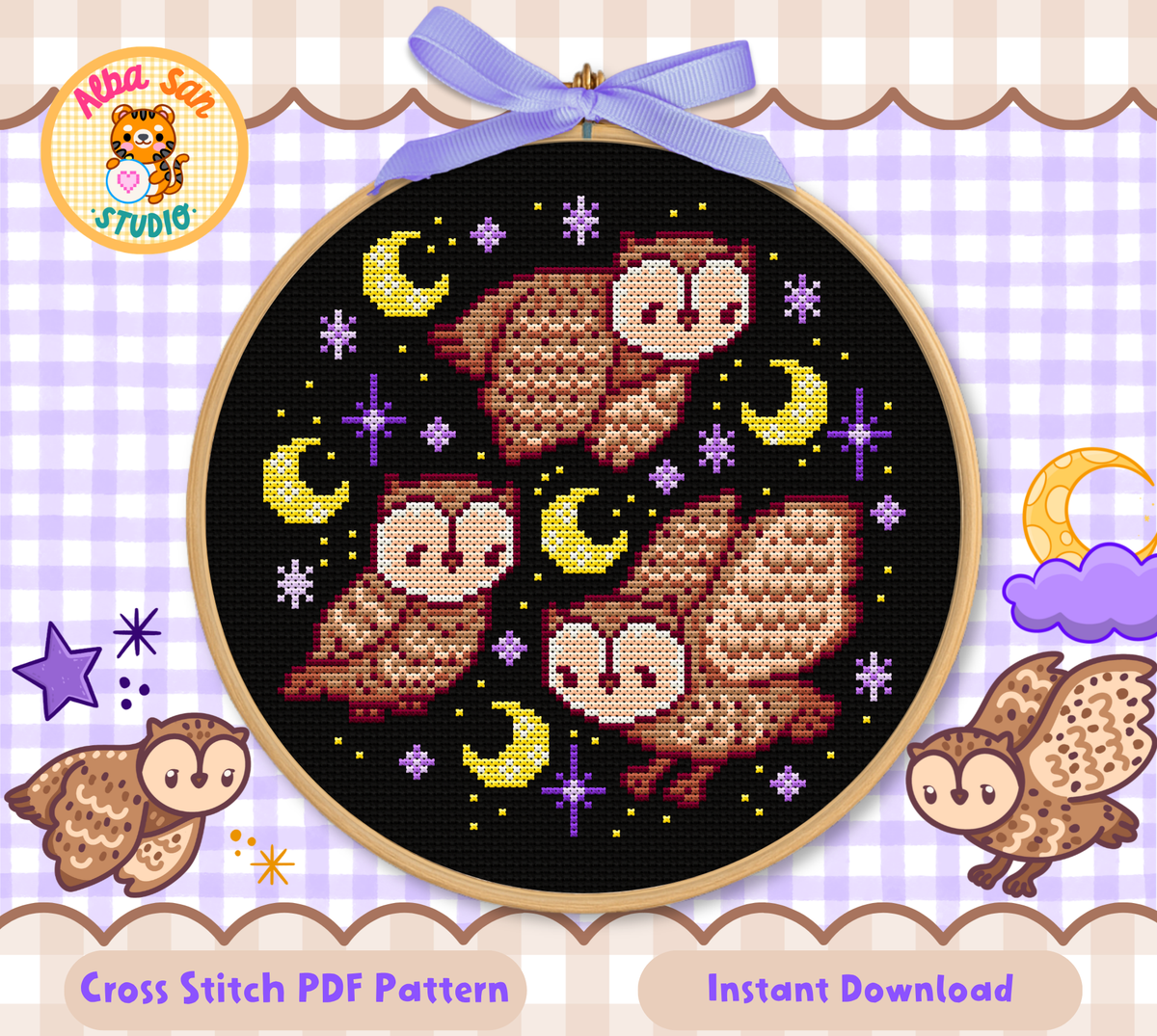 Night Owls Cross Stitch Pattern
