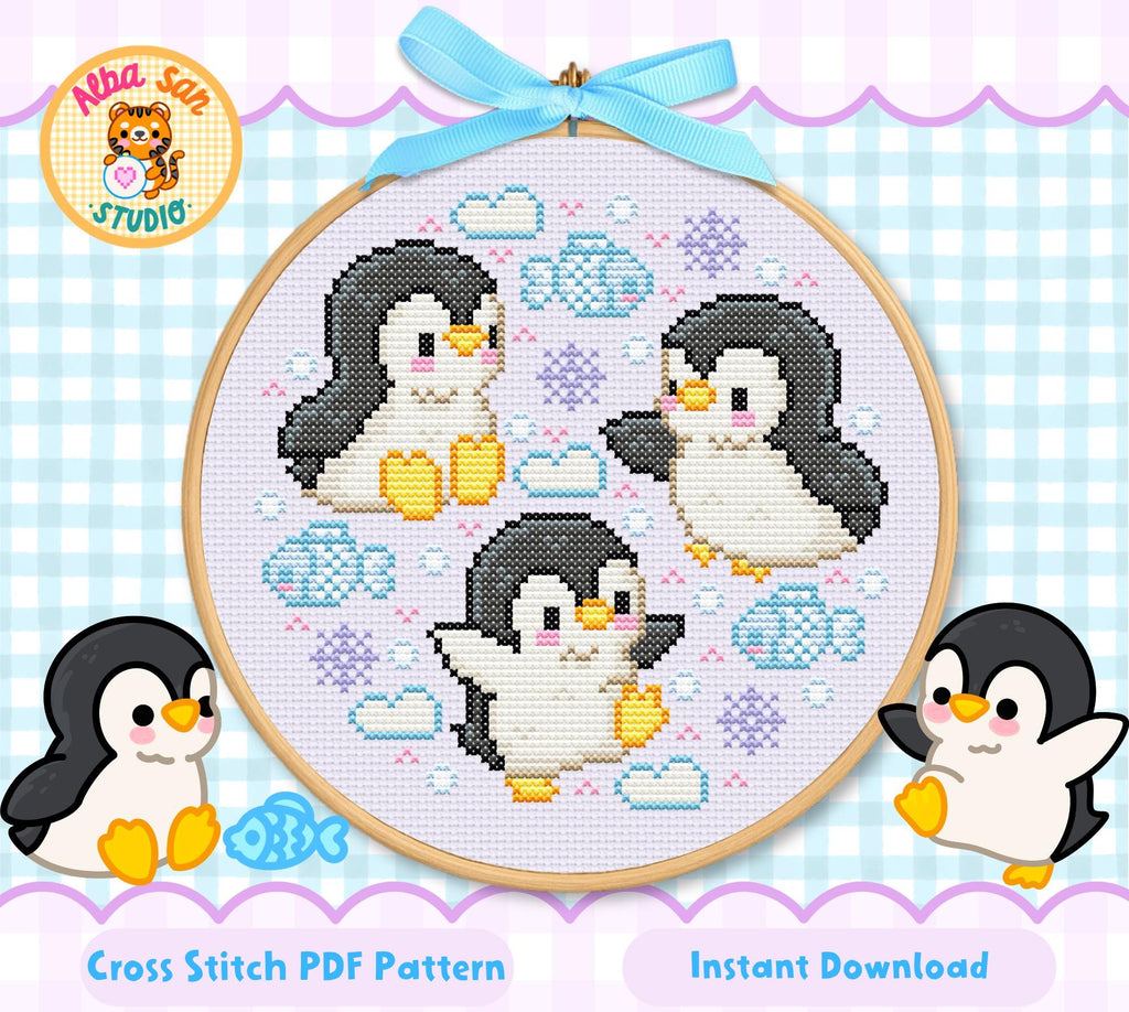 Penguins Cross Stitch Digital Pattern
