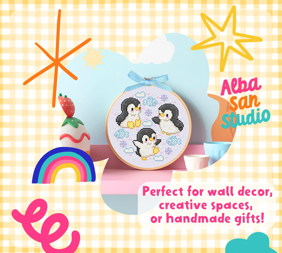 Penguins Cross Stitch Digital Pattern