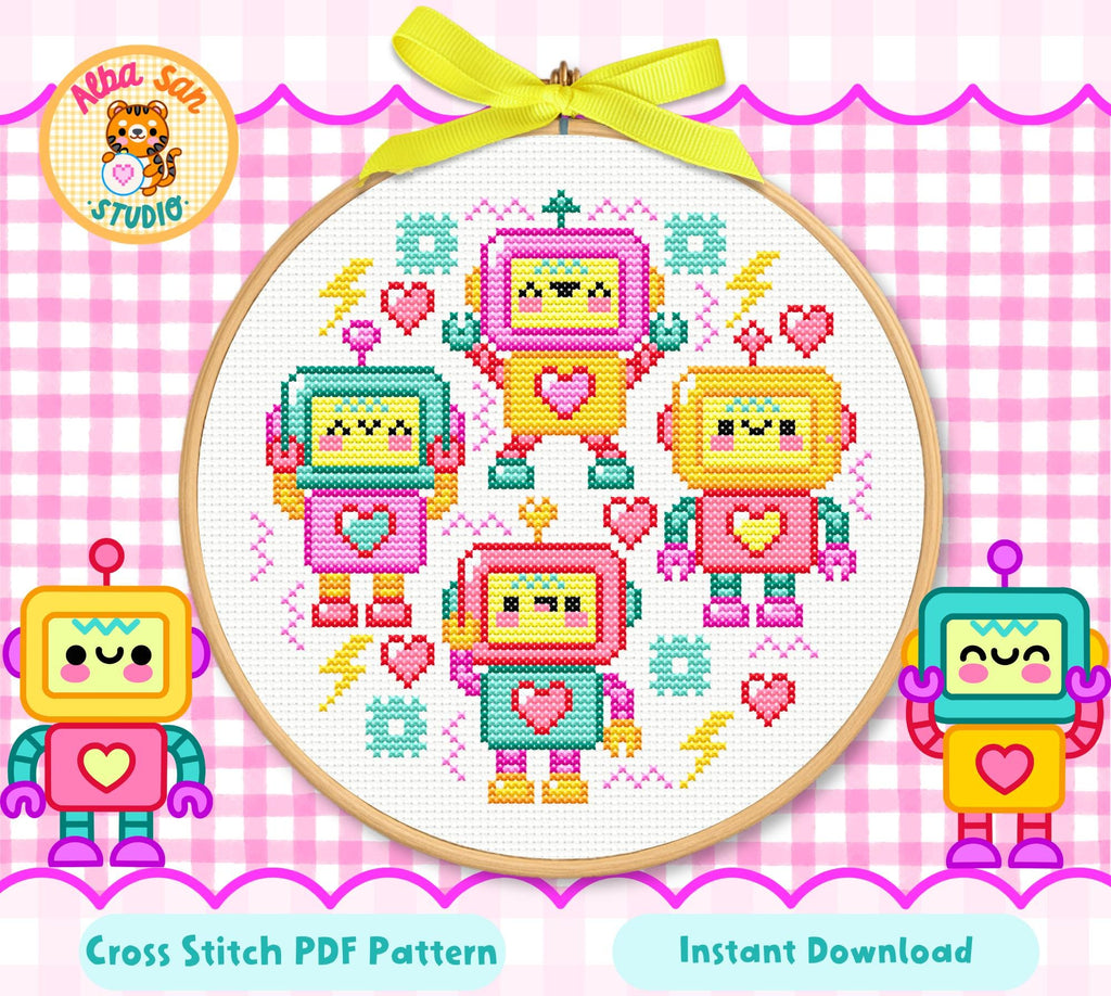 Robot Cross Stitch Digital Pattern