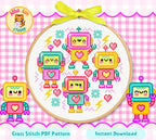 Robot Cross Stitch Digital Pattern