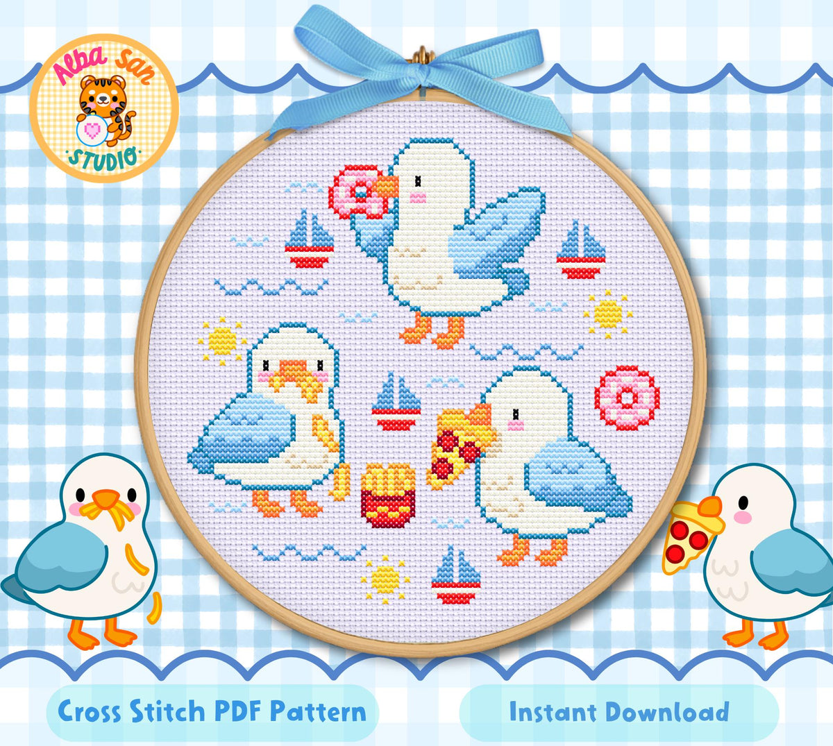 Seagulls Cross Stitch Digital Pattern