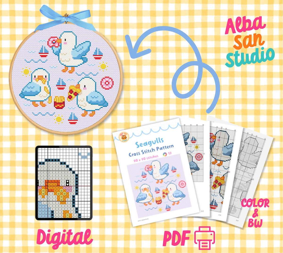 Seagulls Cross Stitch Digital Pattern