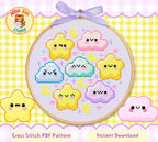 Stars and Clouds Cross Stitch Digital Pattern