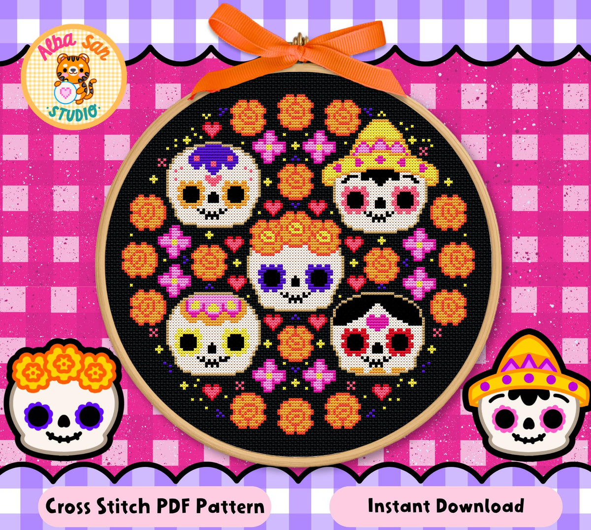 Sugar Skulls Cross Stitch Digital Pattern