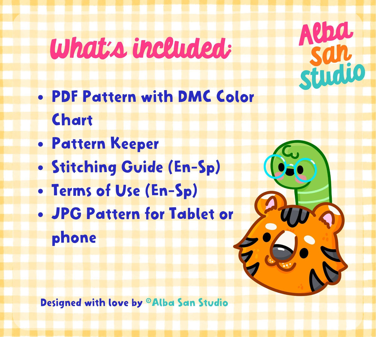 Taro the Tiger Cross Stitch Digital Pattern