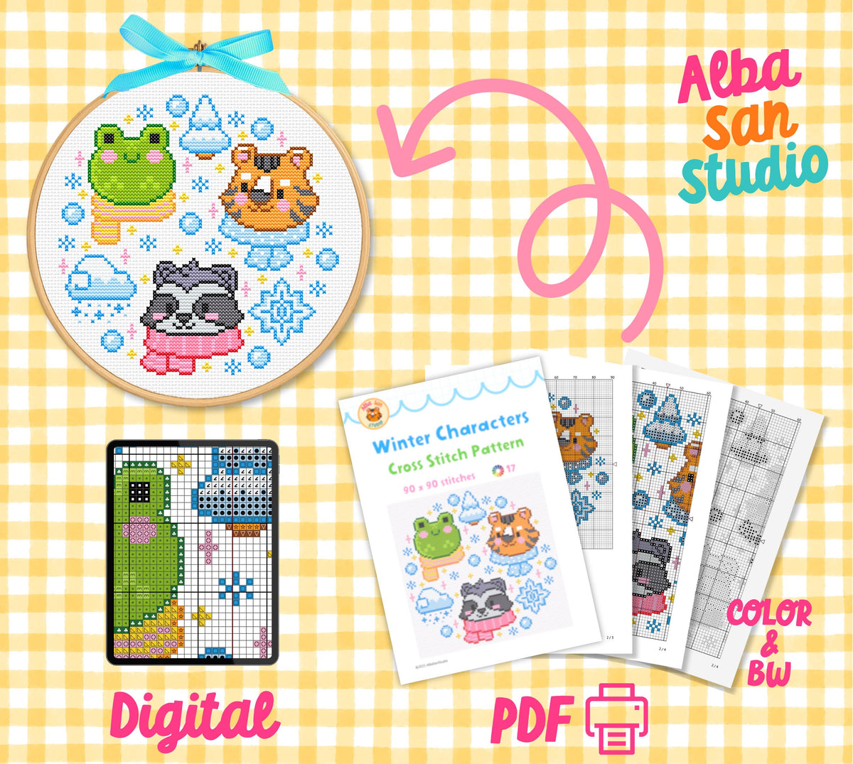 Winter Characters Cross Stitch Digital Pattern