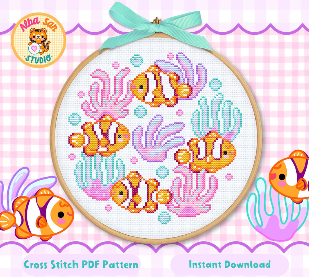 Clownfish Cross Stitch Digital Pattern