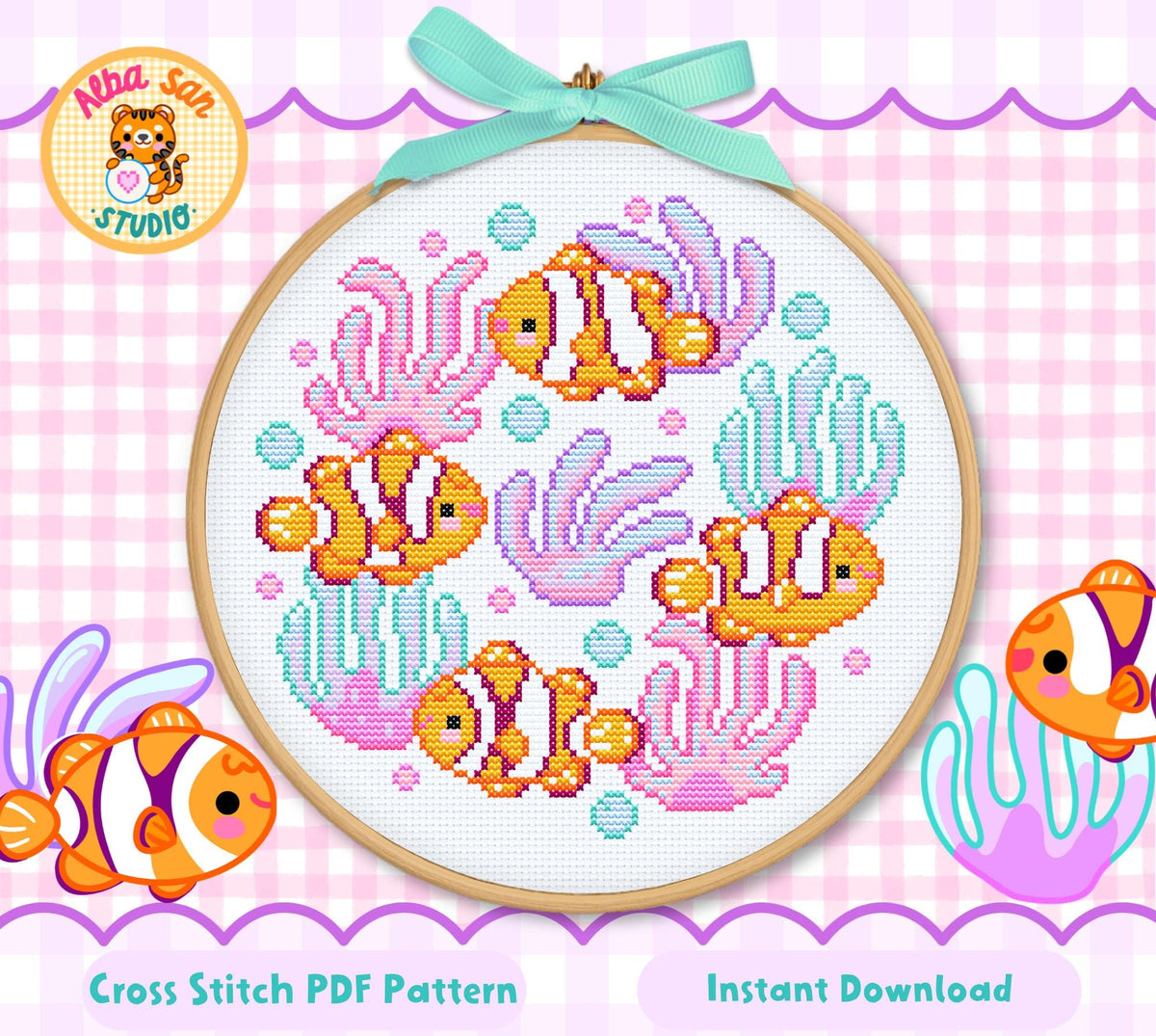 Clownfish Cross Stitch Digital Pattern