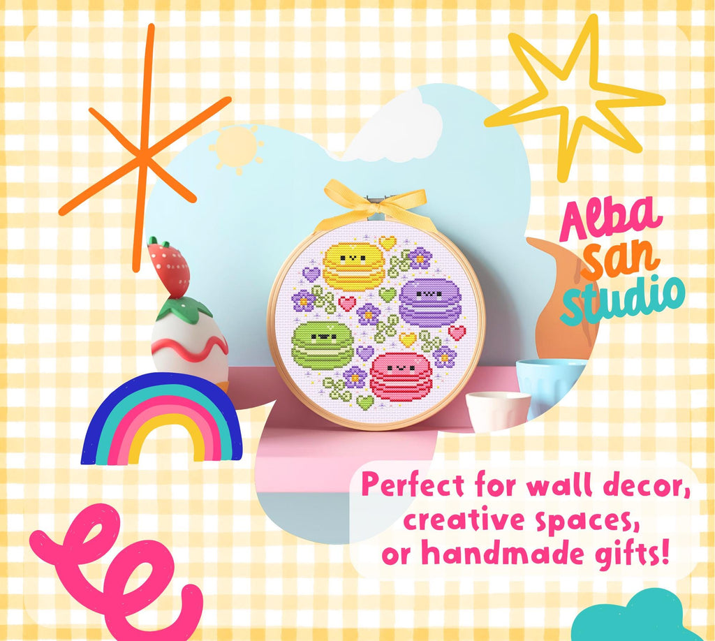 Macarons Cross Stitch Pattern: Kawaii Food (PDF)
