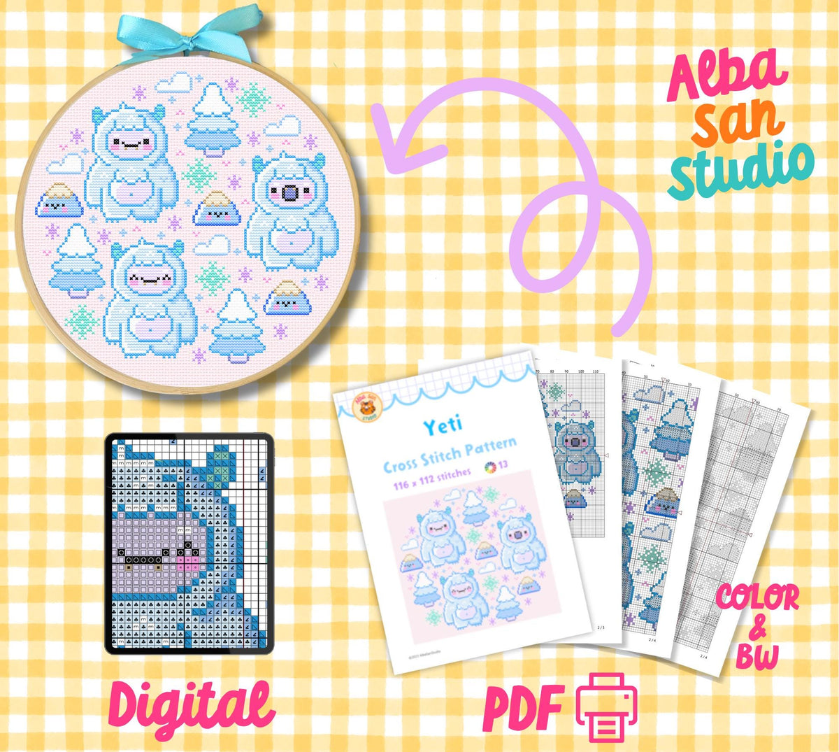 Yeti Cross Stitch Digital Pattern