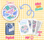 Sea Dinosaurs Cross Stitch Digital Pattern