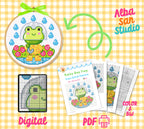 Rainy Day Frog Cross Stitch Digital Pattern