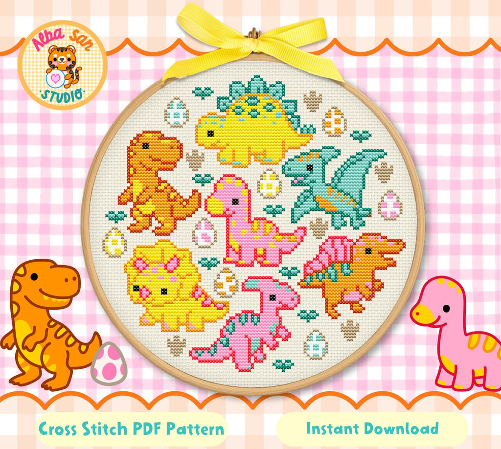 Dinosaurs Cross Stitch Digital Pattern