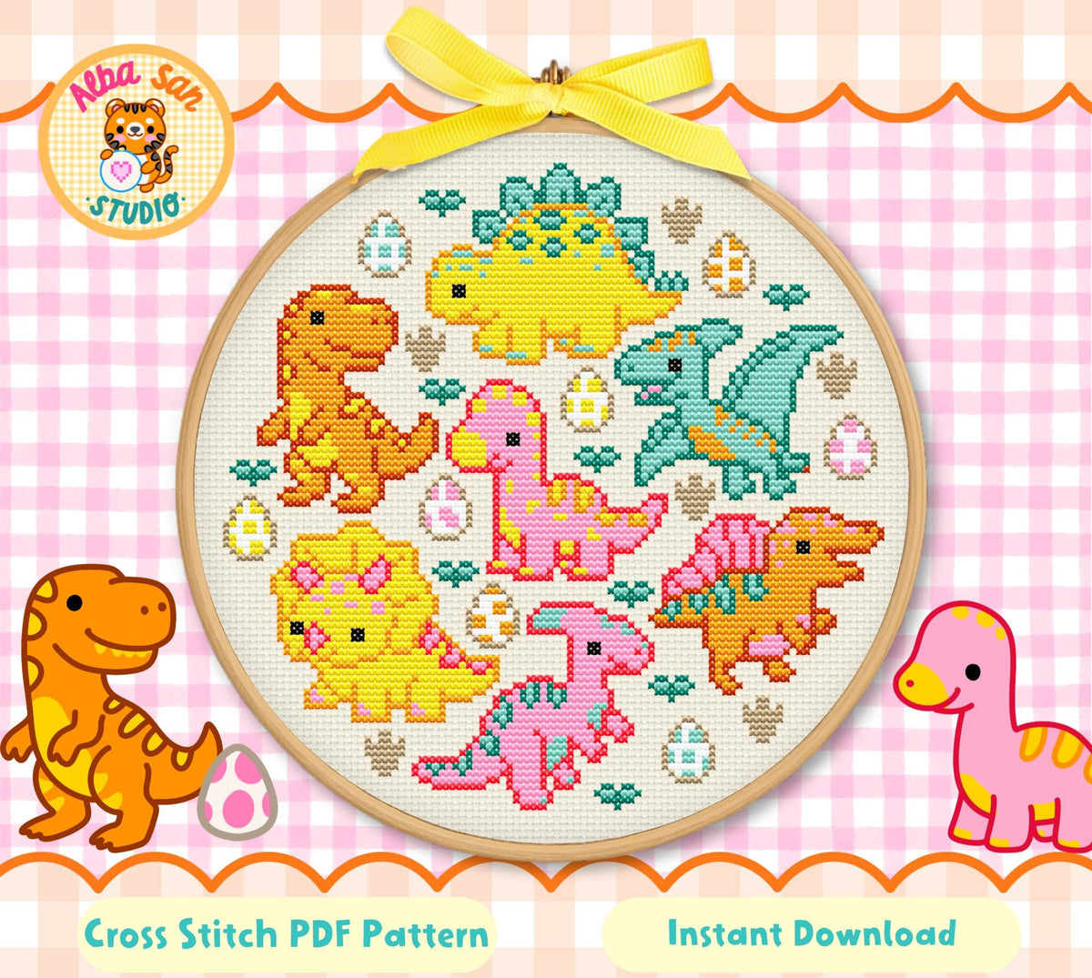 Dinosaurs Cross Stitch Digital Pattern