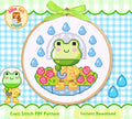 Rainy Day Frog Cross Stitch Digital Pattern