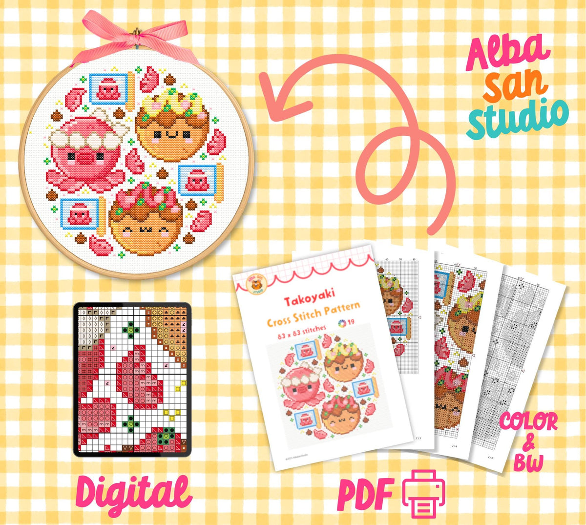 Takoyaki Cross Stitch Digital Pattern