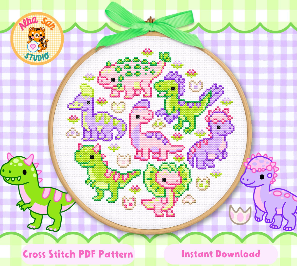 Dinosaurs Cross Stitch Digital Pattern 2