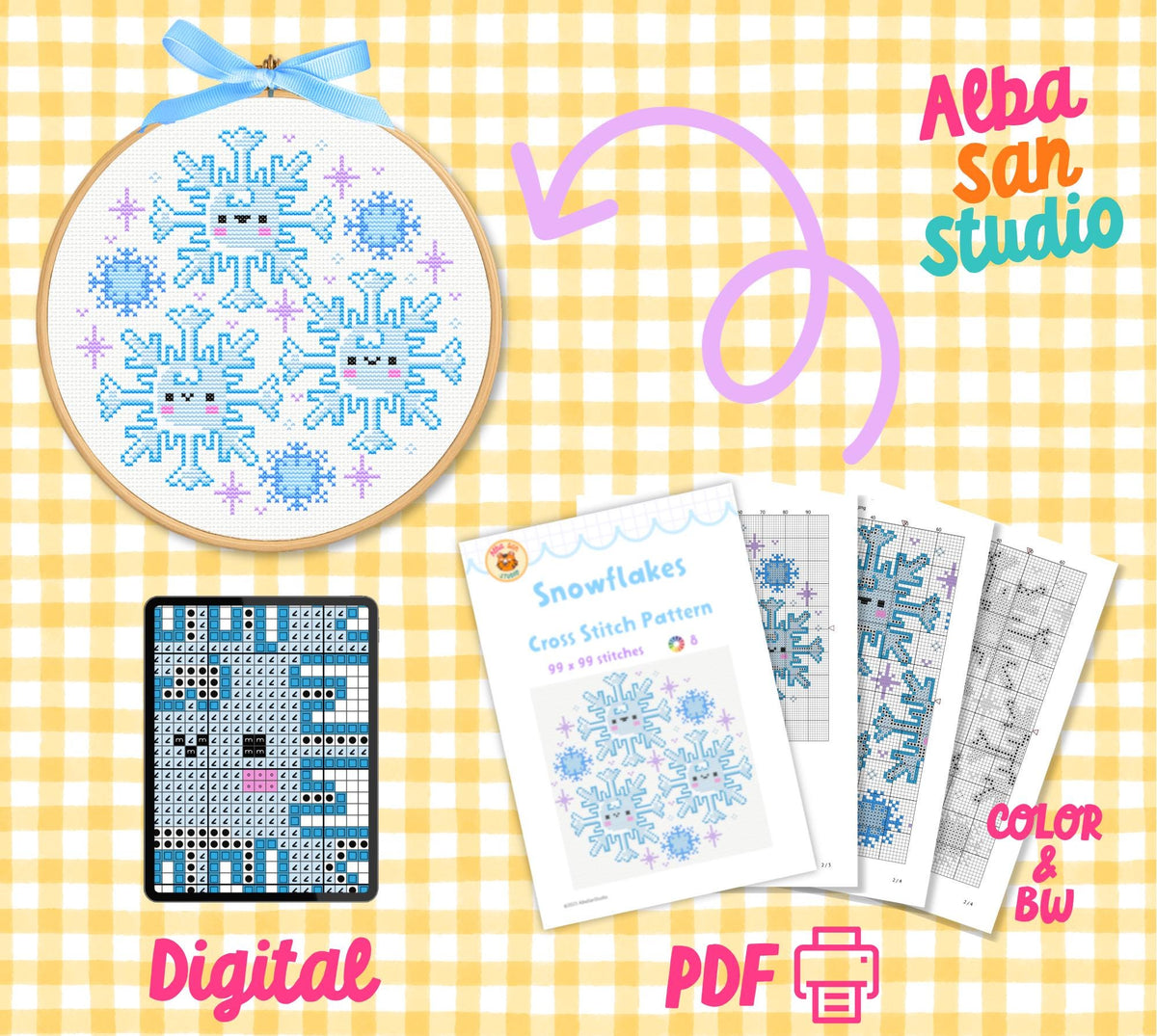 Snowflake Cross Stitch Digital Pattern