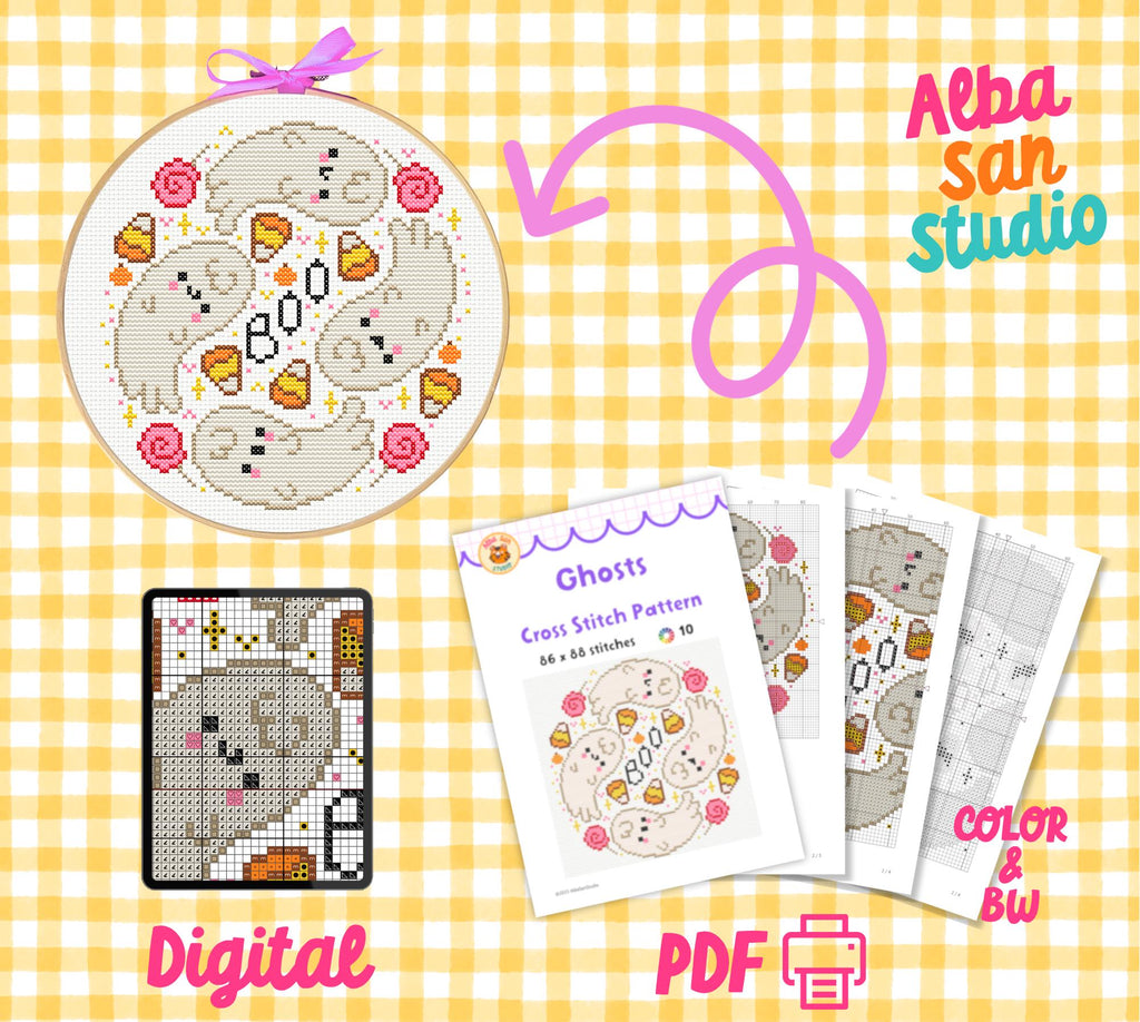 Ghost Cross Stitch Digital Pattern