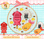 Kawaii Japanese Food Cross Stitch Digital Pattern