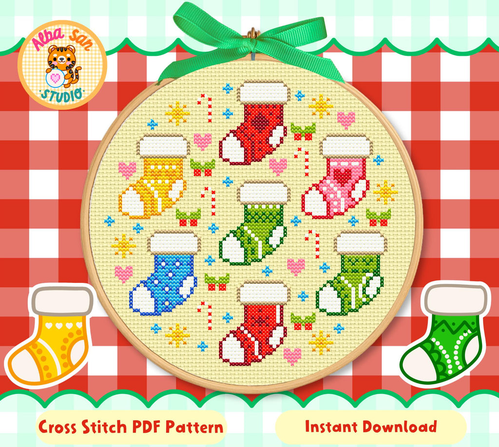 Christmas Stockings Cross Stitch Digital Pattern